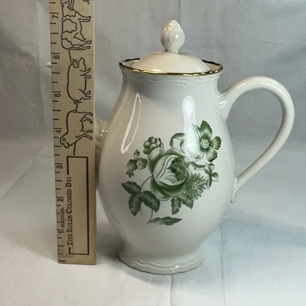 Richard Ginori Demitasse Coffee Tea Set Green Rose 15pc Espresso Service For 6 - Picture 12 of 16